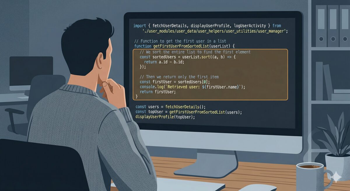 Developer reviewing AI-generated code on screen